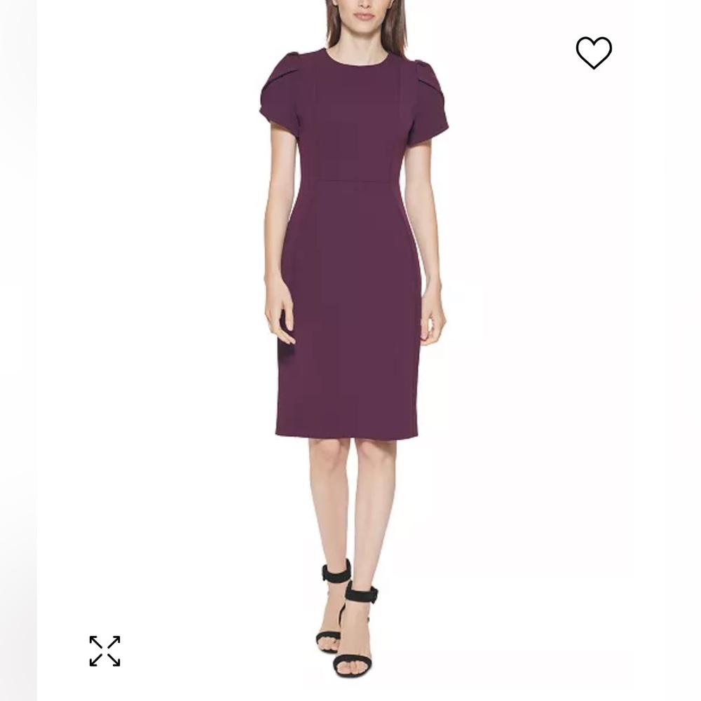 Calvin Klein Tulip-Sleeve Scuba-Crepe Sheath Dress